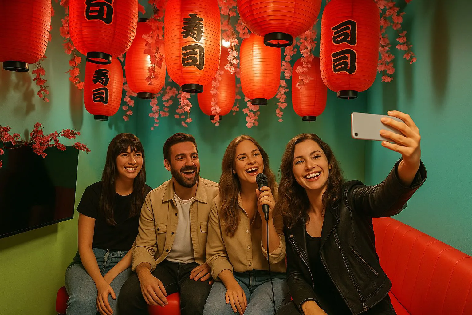 Innenraum einer Eventlocation mit Bühne und atmosphärischer Beleuchtung