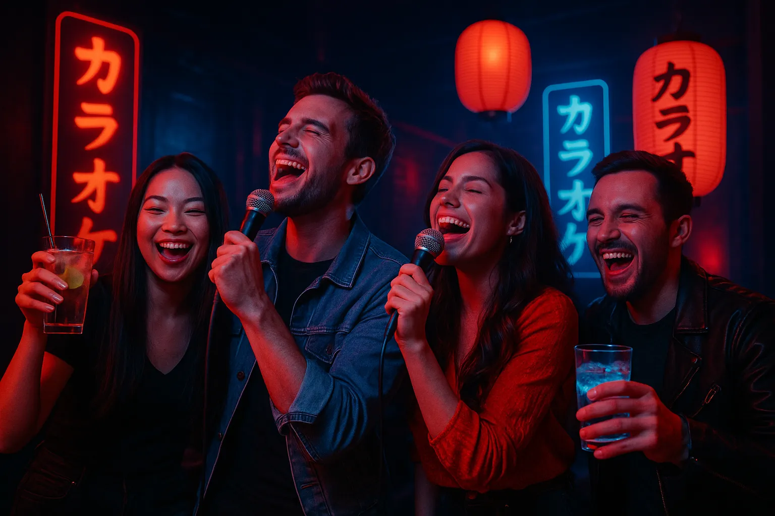 Bar- und Lounge-Bereich mit farbiger Beleuchtung und Eventcharakter